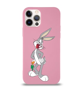 Apple iPhone 12 Pro Max  Lansman Kılıf Bugs Bunny Tasarımlı Altı Kapalı İçi Kadife Kaplı  Kapak (Şeffaf)