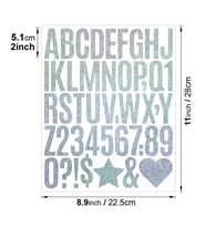 Simli Gümüş Harf ve Rakam Sticker Seti Kendinden Yapışkanlı Alfabe Etiketleri 5 cm
