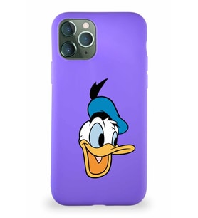 Apple iPhone 11 Pro Soft Premier Kapak Donald Duck-A Tasarımlı Silikon Kılıf - Mor (Şeffaf)