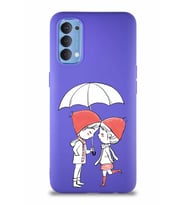 Oppo Reno 4 Soft Premier Kapak Aşk Tasarımlı Silikon Kılıf - Mor (Şeffaf)