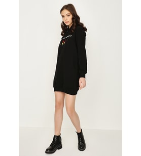 Kadın Kapüşonlu Basic Sweat Elbise