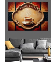 Antik Stil Caffe Latte Tasarımı Dekoratif Kanvas - Mdf Ahşap Tablo