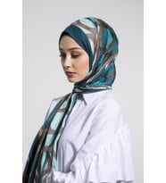 Geometrik Desen Elegante Seri Şal Eşarp Askısı ile Birlikte 75x200 cm Yeşil-75x2