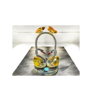 Dekoratif Kristal Cam İkili Gökkuşağı Kuğu Şeffaf Koyu Sarı