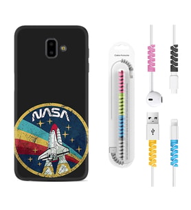 Samsung J6 Plus J7 Prime J7 Pro M20 Kılıf Kablo Koruma Spiral Silikon Nasa 1326
