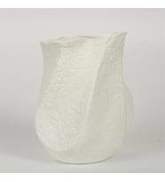 Vitale Beyaz Deri Dokulu Seramik Vazo 9*11*20 Cm AK.JM00024