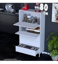 Eliusta More 80 cm Çok Amaçlı Organizer Mutfak Kiler Banyo 2 Kapaklı 3 Çekmeceli Mutfak Dolabı 80x150x32 cm