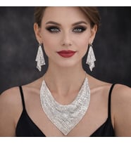 Kristal Taşlı Şık Kolye Küpe Seti