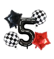 Siyah Yarış Pisti Damalı 5 Yaş Folyo Balon Set