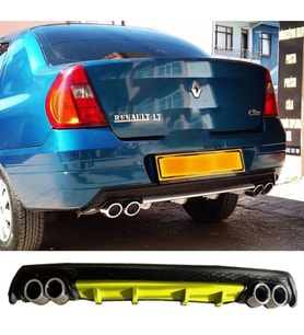 Renault Clio 2 Sedan Sarı Difüzör Çiftli Yuvarlak Egzoz Görünümlü D Tip Difizör