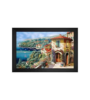 Manzara Temalı Kanvas Tablo 80 x 110 cm Siyah Çerçeve