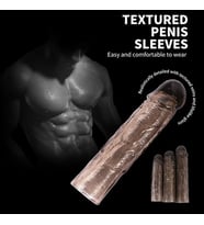 Pretty Love 3lü Penis Kılıfı Set Ucu Dolgulu Prezervatif siyahi Dildo