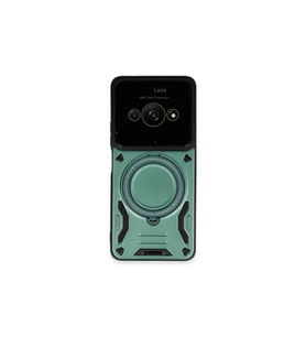 Xiaomi Poco C61 Kılıf Joy Lens Standlı Kapak - Koyu Yeşil