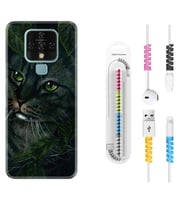 Tecno Camon 16 18P Pova 3 Pova Neo Kılıf Kablo Koruma Spiral Silikon Flowers Cat 1345