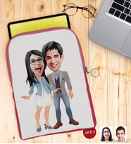 BK Gift Kişiye Özel Sevgililer Karikatürlü Taşınabilir Koruyucu Tablet Kılıfı & Organizer Çanta - Pembe-81
