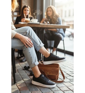 Enoch Kadın Spor Ayakkabı Perfore Burun Detaylı Ve Kontrast Düz Tabanlı Günlük Casual Sneaker