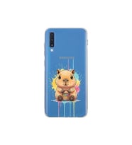 Samsung Galaxy A70 ile Uyumlu Splash Kapibara Tasarımlı Şeffaf Silikon Kılıf