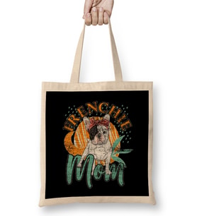 French Bulldog Grunge Mom Bez Çanta Uzun Saplı