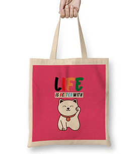 Funny Cat Lover Gifts For Women Men Kkids Bez Çanta Uzun Saplı