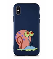 Apple iPhone XS Soft Premier Kapak Salyangoz Gary Tasarımlı Silikon Kılıf - Lacivert (Şeffaf)