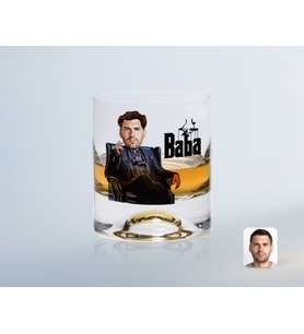BK Gift Kişiye Özel Renkli Baskılı Godfather Baba Karikatürlü Viski Bardağı-9 (Beyaz)