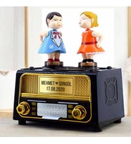 Kişiye Özel Dans Eden Sevgililer Radyo Tasarımlı Müzik Kutusu