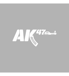 ak47 sticker Siyah 20x10 CM (Beyaz)