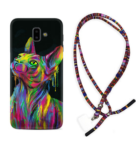 Samsung J6 Plus J7 Prime J7 Pro M20 Kılıf Boyun Asklı Rasta Silikon Color Cat 1754