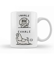 Inhale Exhale Cavalier King Charles Spaniel Yoga Kupa Bardak Porselen