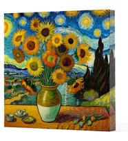 Van Gogh 10 Ayçiçekleri - Çizgisiz Yan Boyamalı Defter