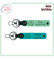Arkadaşlık Bağına Özel Hatıra, Üç Ayyıldız Temalı İsimli 2’li Anahtarlık Hediye, Açık Yeşil-Turkuaz
