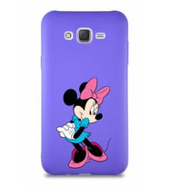 Samsung Galaxy J7 Core Soft Premier Kapak Minnie Mouse-F Tasarımlı Silikon Kılıf - Mor (Şeffaf)