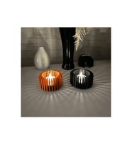 Alvera Modern Çizgili Mumluk – 3D Baskı Tealight Mumluk (1 Adet)-Turuncu