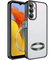 Galaxy ile uyumlu M14 Kılıf Kamera Korumalı Logo Gösteren Omega Kapak Siyah