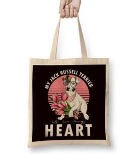 Jack Russel Terrier Is My Heart Dogs Dog Puppy Bez Çanta Uzun Saplı