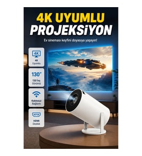 Ultra Pro 4K Destekli Full HD Kablosuz Projeksiyon Cihazı 130 İnç