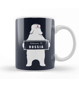 Welcome To Russia Bear Revolution Star Kupa Bardak Porselen