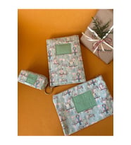 Çilek-Baykuş Desenli Deri Kaplı Defter Seti  14x20 cm Çizgili Defter (Turkuaz)