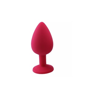 Elmas Taşlı Silikon Kaplı  Plug L Büyük Boy 9 cm Kırmızı