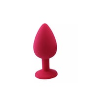 Elmas Taşlı Silikon Kaplı  Plug L Büyük Boy 9 cm Kırmızı