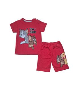 Jerry Şort T-shirt Bebek Çocuk Yazlık Takım (Kırmızı)