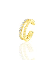Gümüş altın yaldızlı zirkon taşlı sıkıştırmalı kıkırdak küpe SGTL11448GOLD