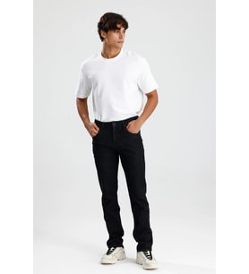 #ErkekJean Siyah Denim Straight Fit Form Clint50 Rahat Konforlu Erkek Jean Pantolon