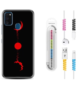 Samsung M21 M22 M23 M30 M31S M32 Kılıf Kablo Koruma Spiral Silikon Red Moon 1710