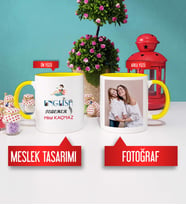 İngilizce Öğretmenine Hediye İngilizce Öğretmeni Kupa Bardak Sarı Fotoğraflı