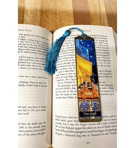 Sanatsal Tablo Temalı Metal Kitap Ayracı (Van Gogh-Kafe Terasta Gece)