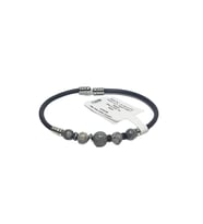JTSS26BLK1733 PASLANMAZ ÇELİK BİLEZİK SİLİKON KAPLAMA JASPER ve HEMATİT DOĞALTAŞLI GARANTİLİ JANTİ BİLEKLİK