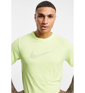 Nike Running Run Division Miler Swoosh Logo T-shirt Yellow Reflektörlü Erkek Antreman Tişörtü Sarı