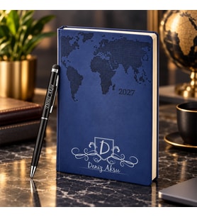 BK Gift Kişiye Özel 378 Termo Deri Tarihli Ajanda & Siyah Touch Pen Tükenmez Kalem-11