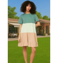 Yazlık Pamuk Mini Elbise A line Bisiklet Yaka Rahat Günlük Stil Modern Stil Kaliteli İşçilik